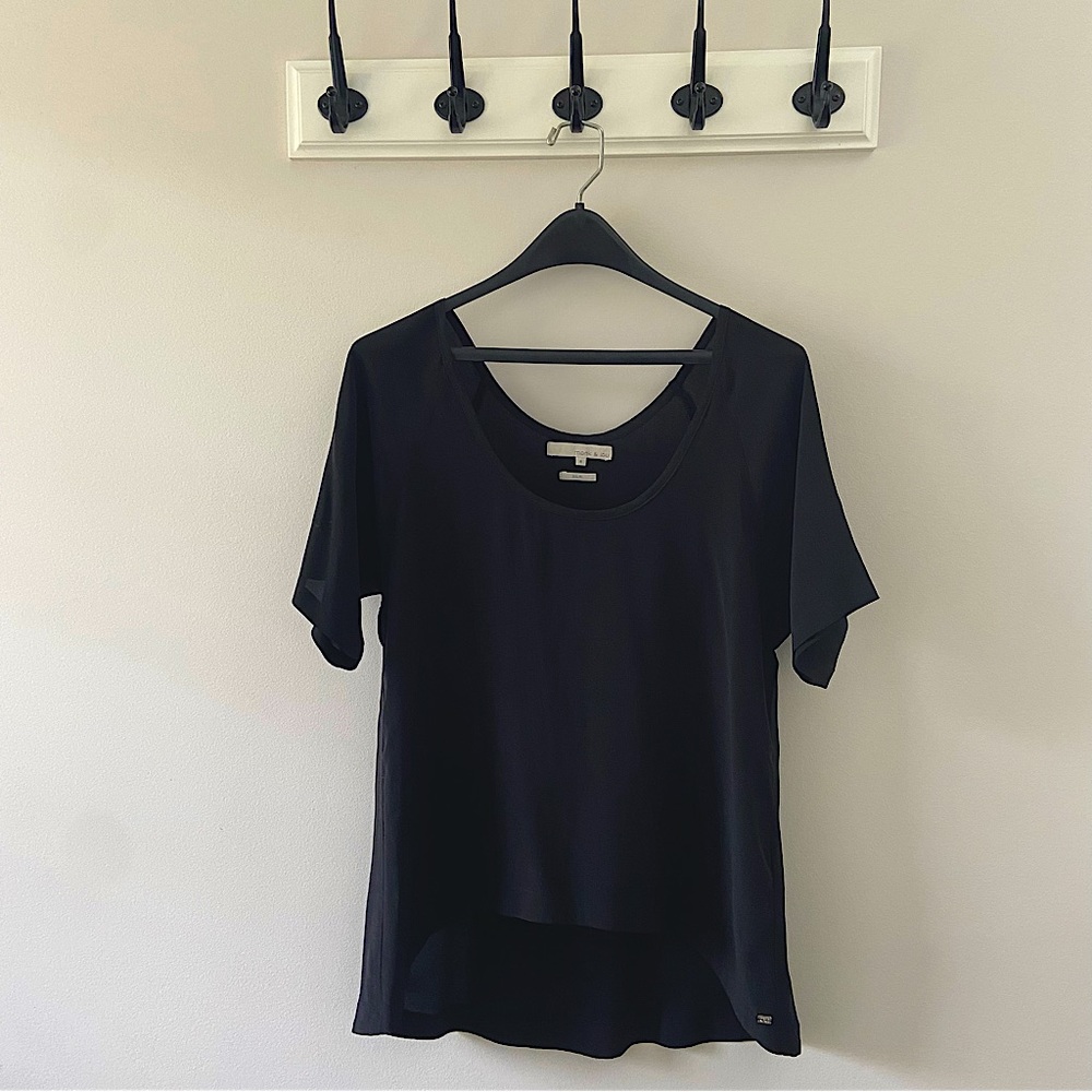 Monk & Lou Black Silk Shortsleeved Top size M